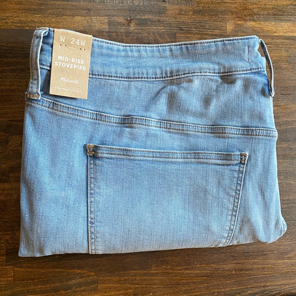 Madewell Mid-Rise Stovepipe Jeans Womens Size 24W Light Wash NWT 138$ Stretch